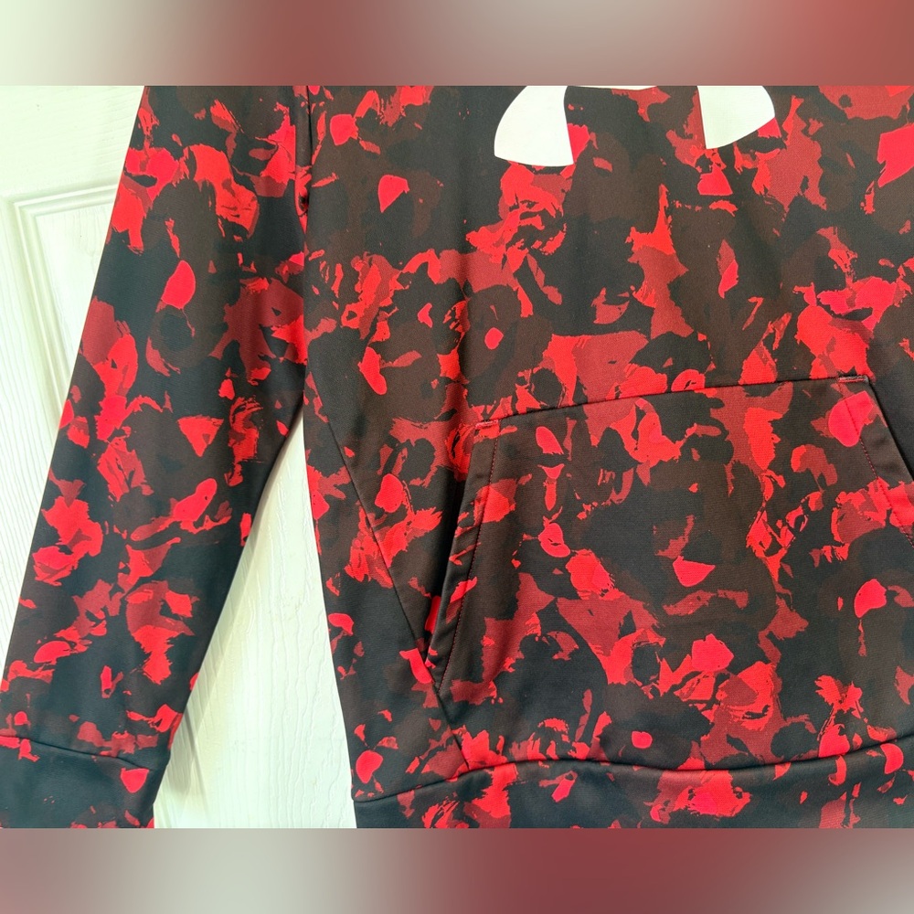 Under Armour Hoodie Youth Loose Fleece Sweatshirt Red/Black Camo Medium - Picture 4 of 6